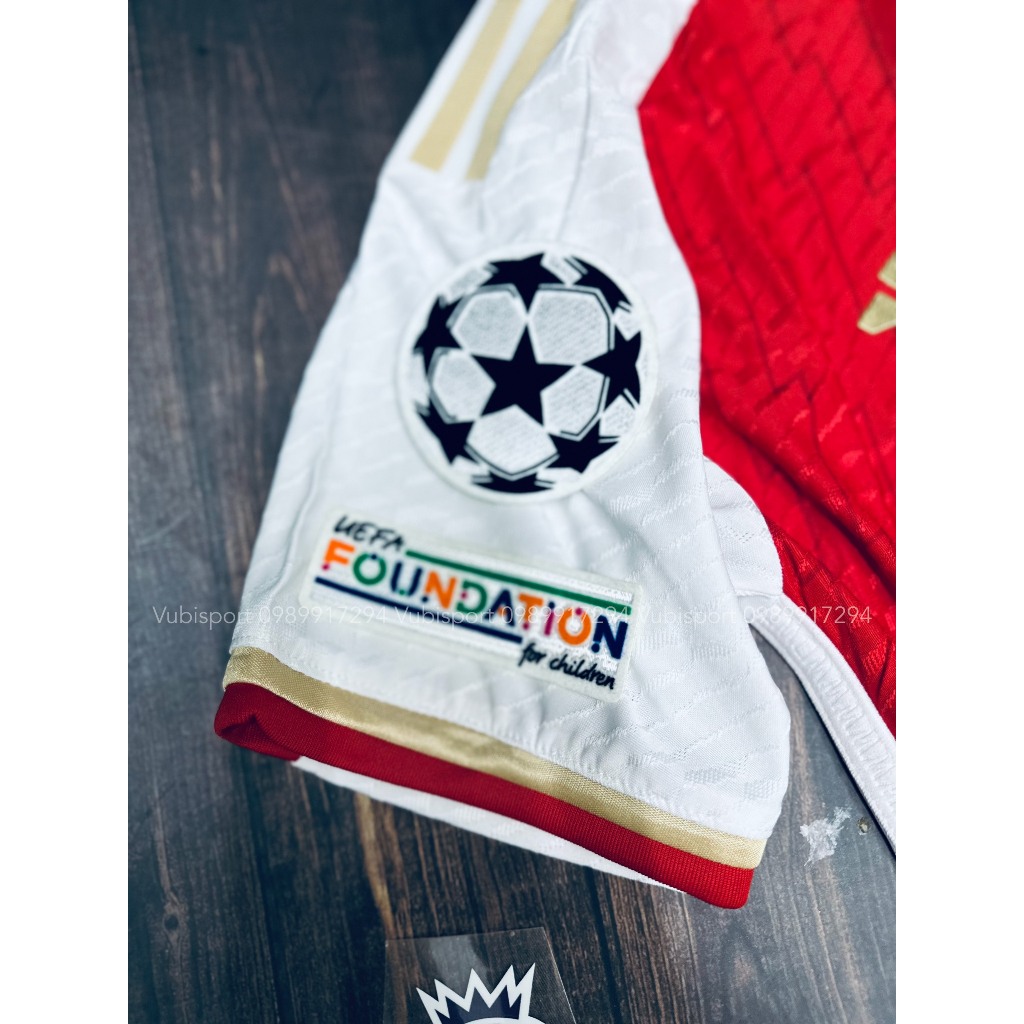 Áo bóng đá player phiên bản cận hãng ngắn tay clb Arsenal sân nhà áo đỏ 2023 2024 logo cao su non