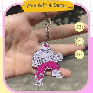 Móc khoá mèo hello kitty cơ bắp đô con lực điền dễ thương tặng bạn bè