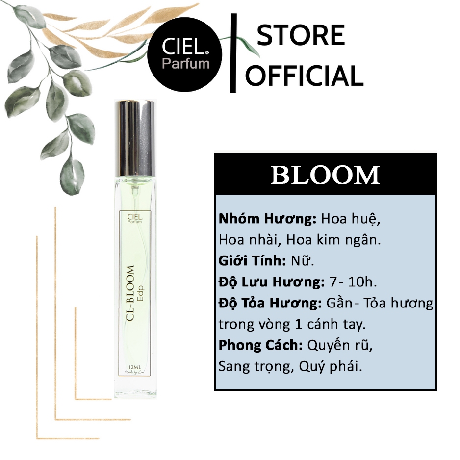 Nước hoa nữ cao cấp CL Bloom Edp chính hãng CIEL Parfum 12ml phong cách Quyến rũ, Sang trọng, Quý phái