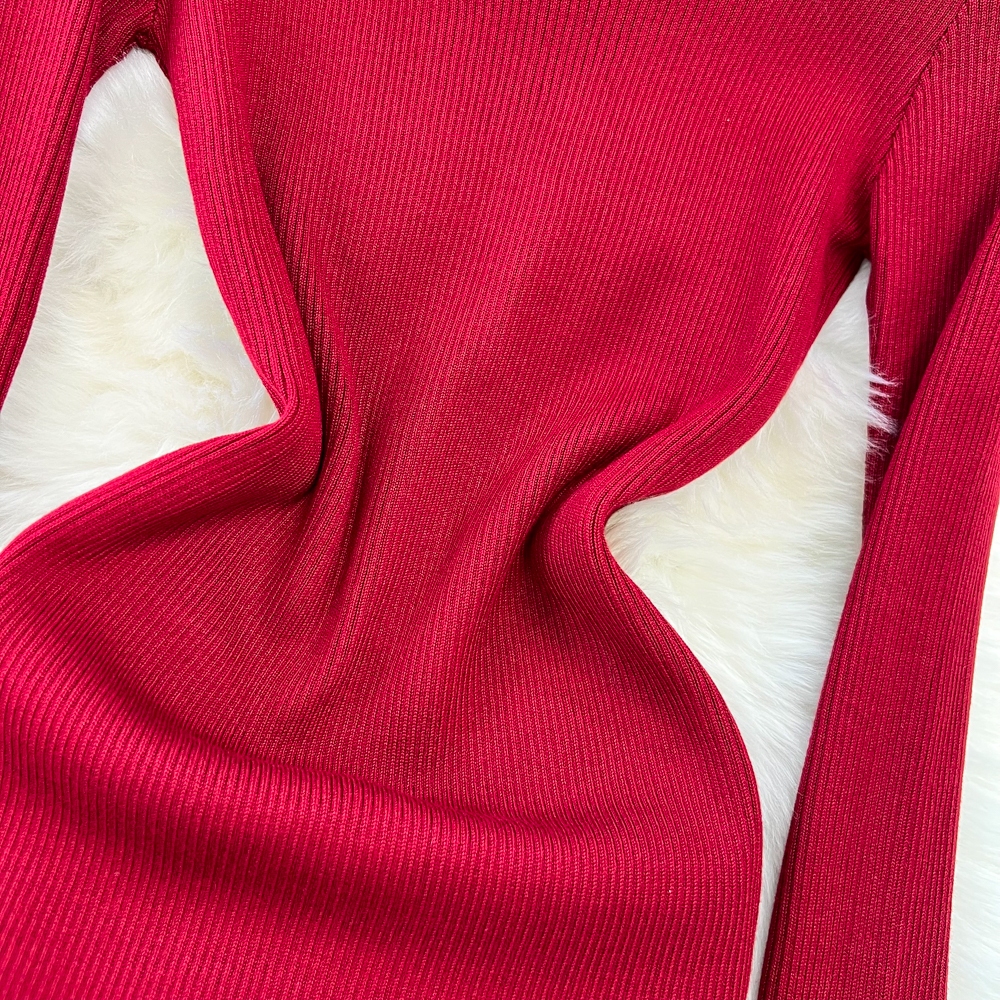 Đầm len phối cúc lệch tà cho nữ