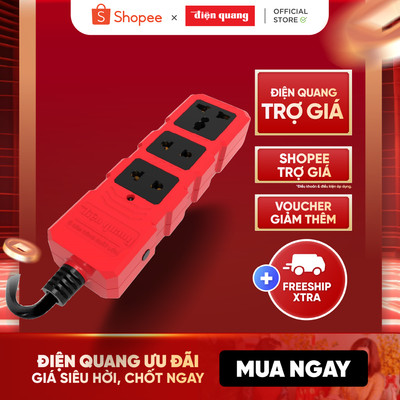 [HỎA TỐC] Ổ cắm điện đa năng Công suất lớn Điện Quang ĐQ ESKHP 2M (3 lỗ, dây 2m) chịu tải cao 4000W - Bảo hành 12 tháng