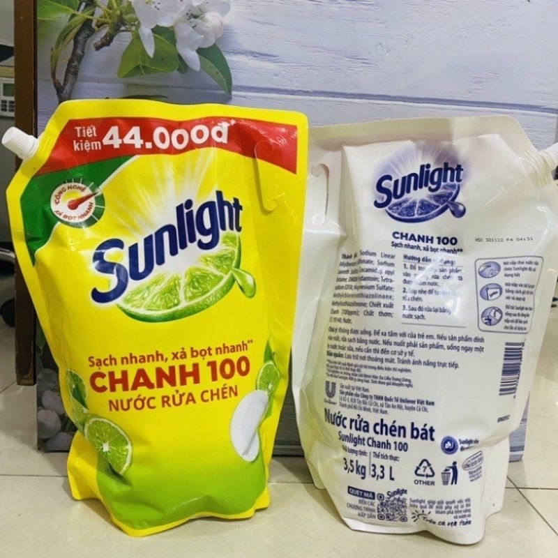 NƯỚC RỬA CHÉN SUNLIGHT TÚI CHANH 3.5Kg (size khủng mới)