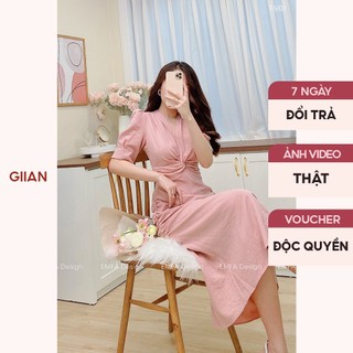 Váy đuôi cá dáng dài tay bồng xoắn eo thiết kế cổ V chính hãng Giian - VA0147HK