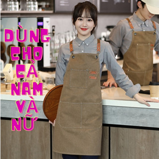 Tạp dề nấu ăn tạp dề pha chế dày dặn không bám bụi dành cho nam nữ vải canvas cao cấp Dotina TD01