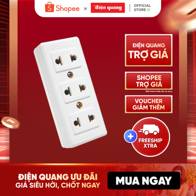 Ổ cắm Điện Quang ĐQ 004A-02 (3 lỗ không dây)