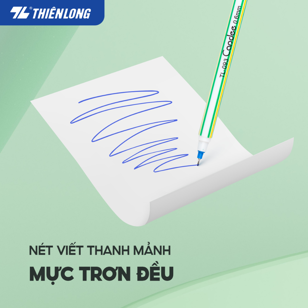 Bút bi Thiên Long hộp 20 bút TL-093 ngòi 0,6mm 3 màu mực xanh đỏ đen