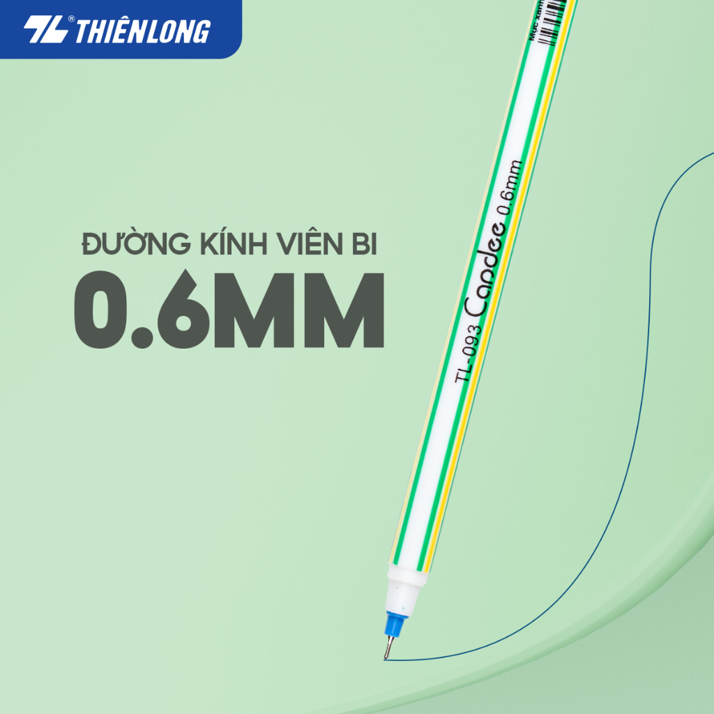 Bút bi Thiên Long hộp 20 bút TL-093 ngòi 0,6mm 3 màu mực xanh đỏ đen