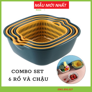 Combo 6 món bộ rổ nhựa kèm chậu