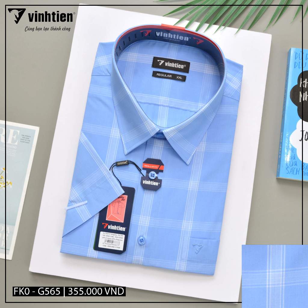 Áo Sơ Mi Ngắn Tay Sọc Caro Vạt Ngang Form Regular Vĩnh Tiến 355 - Nhiều Màu