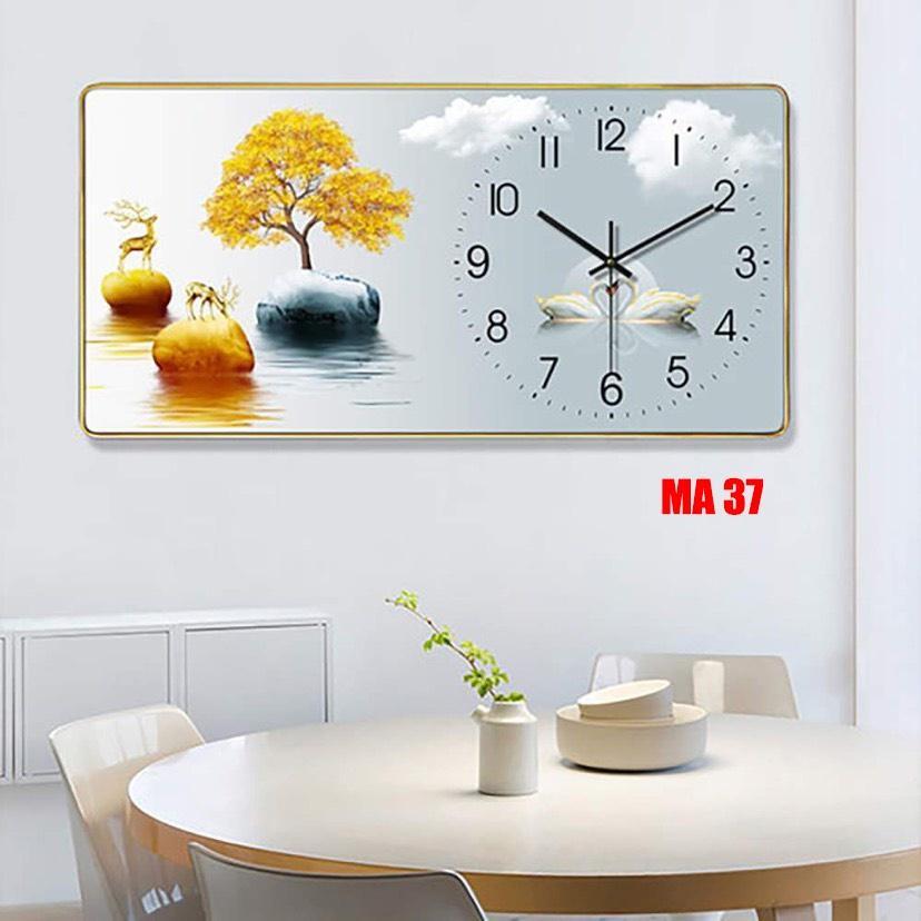 Tranh tráng gương đồng hồ mã đáo, thuận buồm, hươi vàng mẫu hiện đại quà tặng treo phòng khách/ phòng ngủ T94