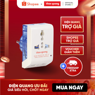 [HỎA TỐC] Phích Cắm Chuyển Điện Quang ĐQ EPC NK-803 - Chuyển Đổi 3 Chân Sang 2 Chân