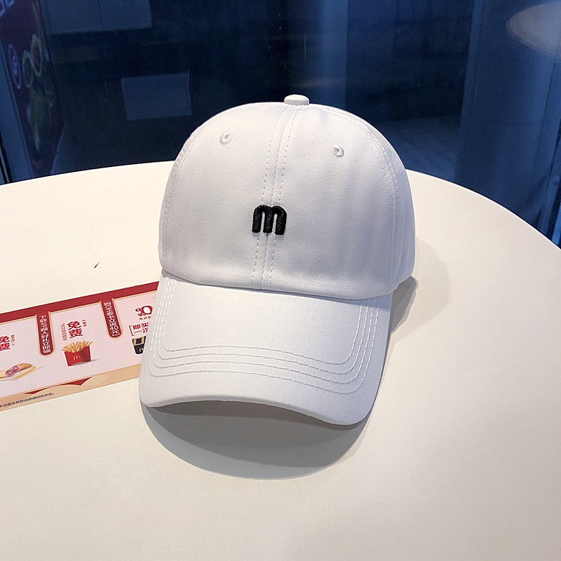 Mũ lưỡi trai cotton, nón lưỡi trai thêu chữ M trời trang unisex