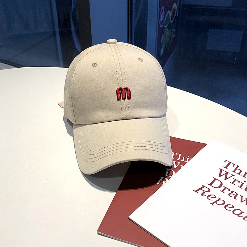 Mũ lưỡi trai cotton, nón lưỡi trai thêu chữ M trời trang unisex