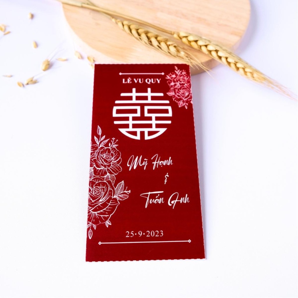 Bao lì in tên dâu rể theo yêu cầu - Lì xì bưng quả - Lì xì bưng tráp - Lì xì trao duyên phong cách Việt Nam