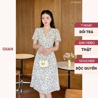 Váy hoa nhí dáng chữ A thiết kế nhún eo che khuyết điểm bụng dưới chính hãng Giian - VA0329