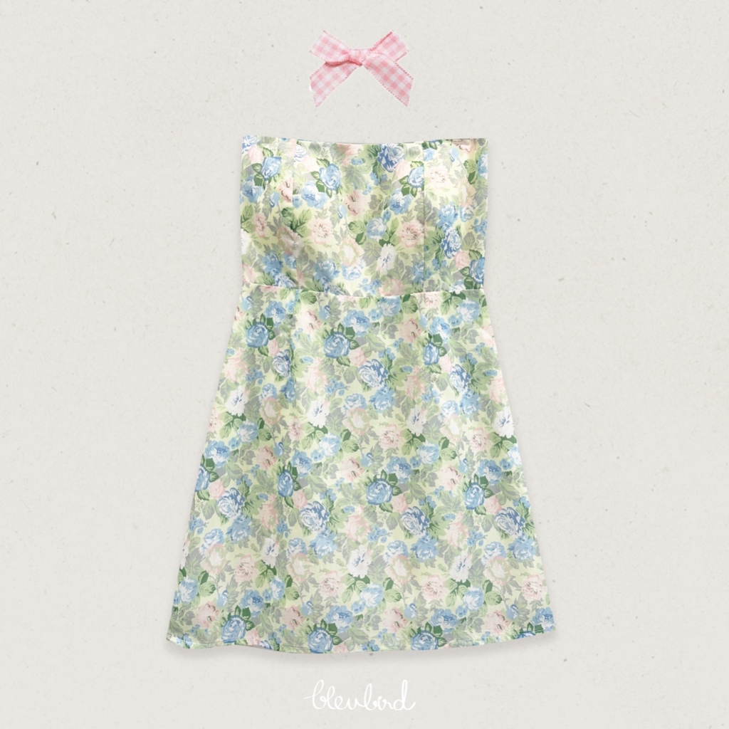 BLEUBIRD Váy quây hoa có đệm ngực Floral Tube Dress