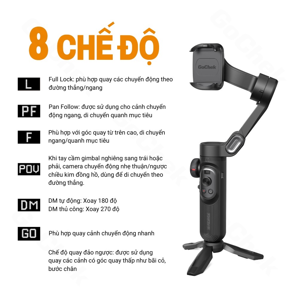 Gimbal GoChek HunteX G5 Chính Hãng - Thiết bị chống rung, quay video chuyên nghiệp cho điện thoại