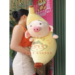 Gấu bông gối ôm chuối mặt heo 80cm vải miniso mịn co giãn 4 chiều