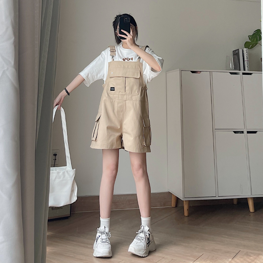 Yếm quần short nữ chất vải kaki ZIE 7212 - Jemcloset