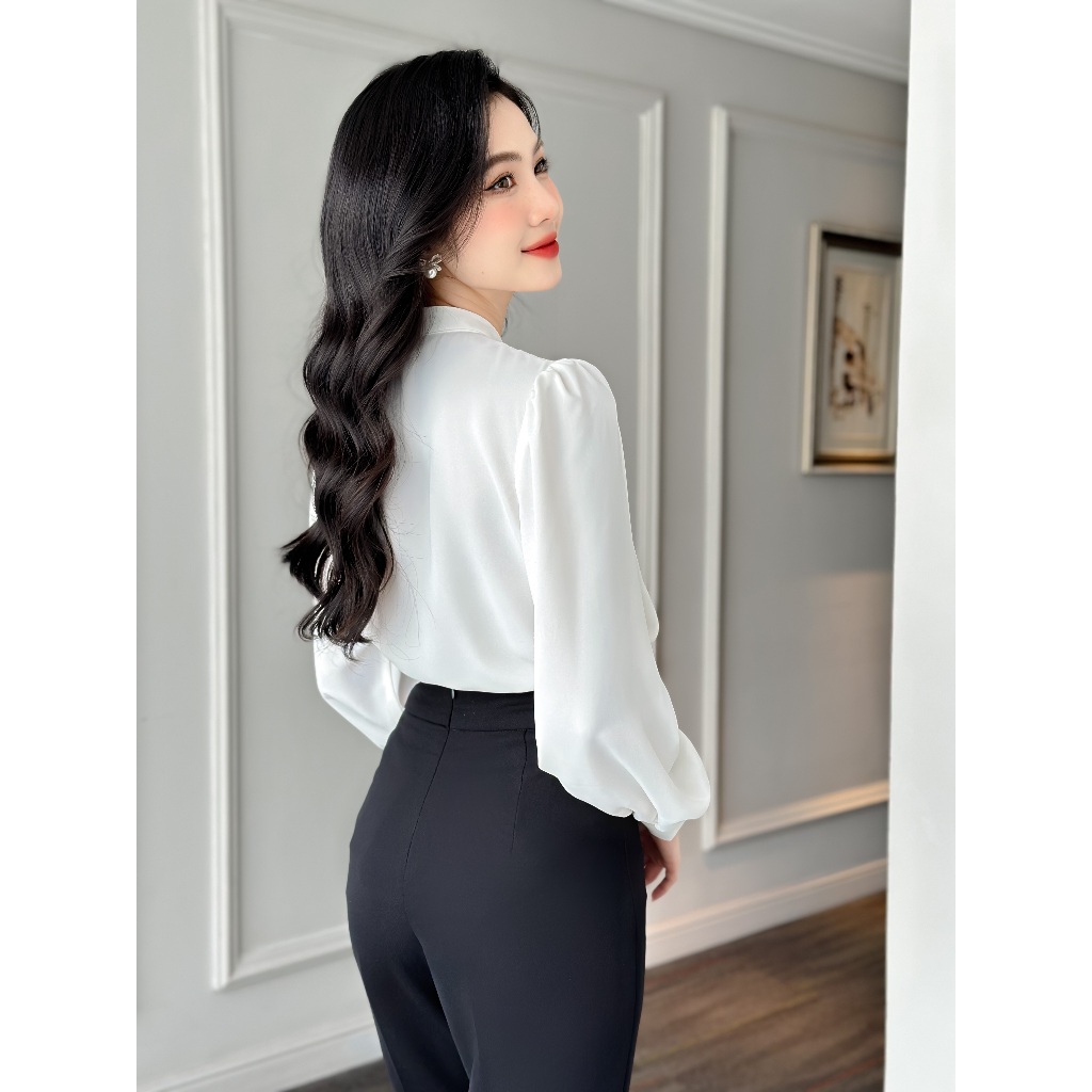 Quần ống loe cạp cao xếp ly Charme 306040