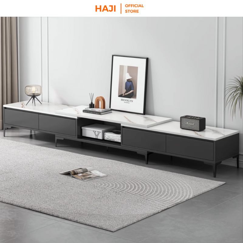 Kệ tivi tự động điều chỉnh kích thước thông minh bề mặt vân đá cao cấp sang trọng thương hiệu HAJI - A299