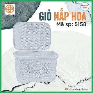 Combo 2 Giỏ nhựa đựng đồ có nắp dáng thấp nhựa Việt Nhật