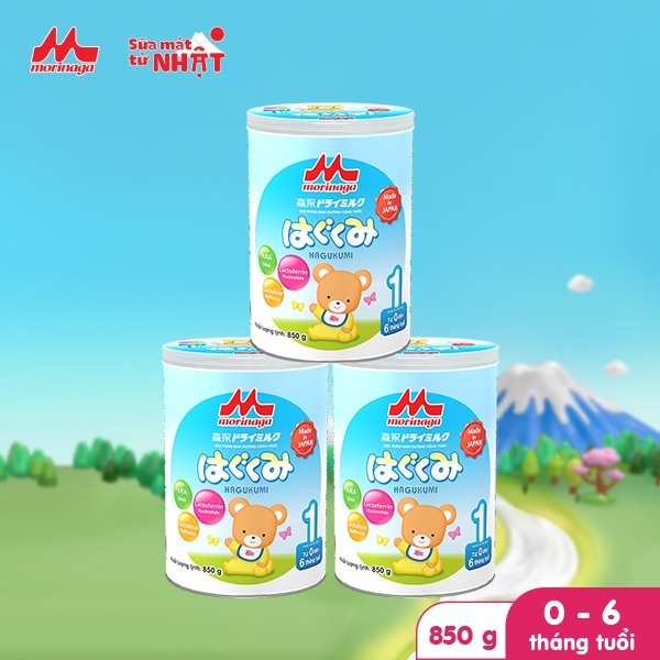 [Mua 3 tặng 1 nhỏ] Combo 3 Lon Sữa Morinaga Hagukumi Số 1 Nhật Bản 850g/ hộp tăng đề kháng tốt, tiêu hóa khỏe