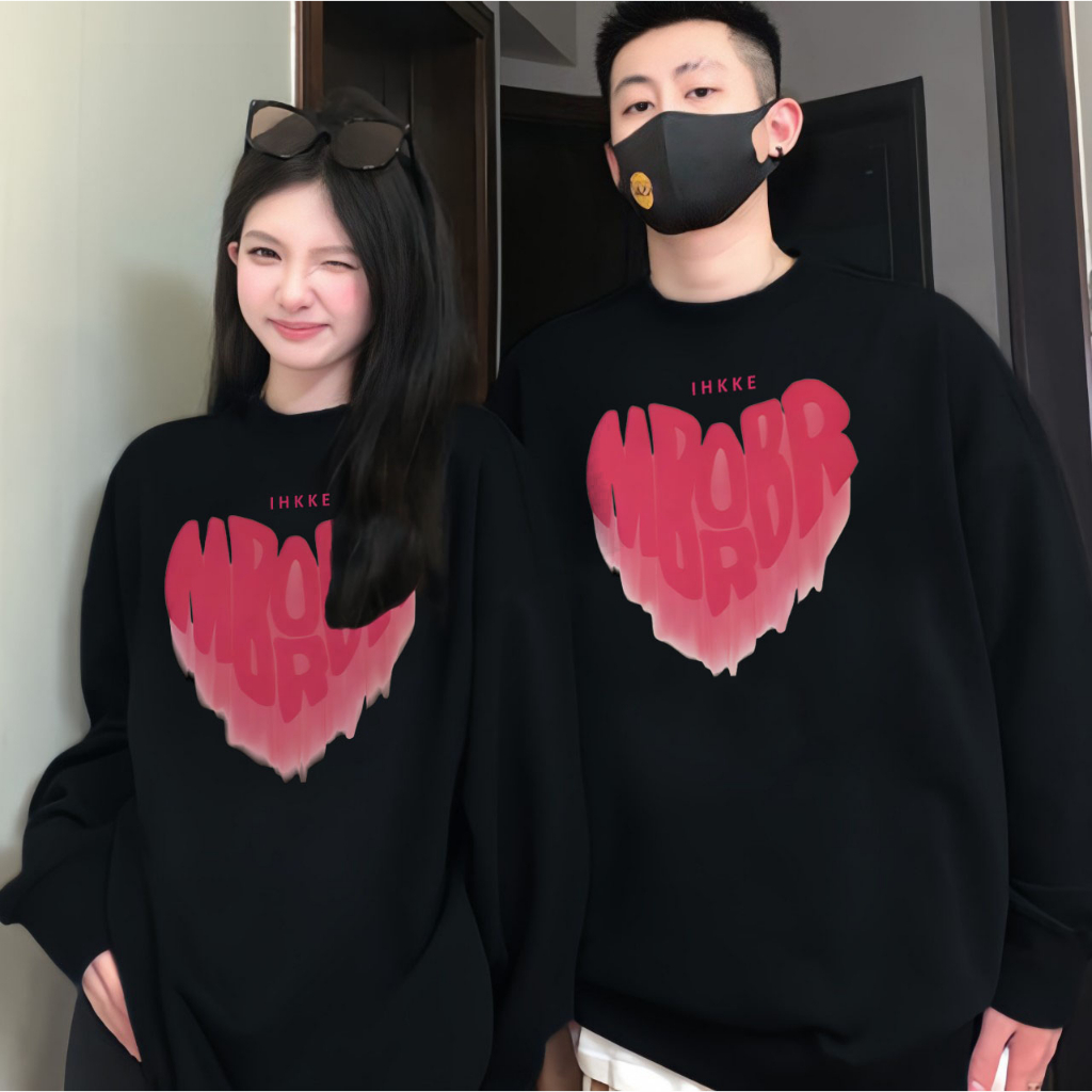 Áo Cặp Đôi Hoodie Nam Nữ In 5D Hình Trái Tim, Áo Sweater Cặp Đôi Bóng Chày Chất Nỉ Nhập Khẩu ShuShiShop
