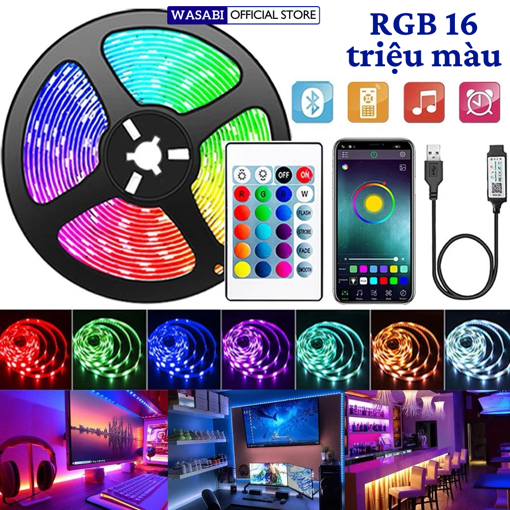 Dây Đèn Led RGB Wasabi 16 Triệu Màu Nháy Theo Nhạc Điều Khiểu Qua App