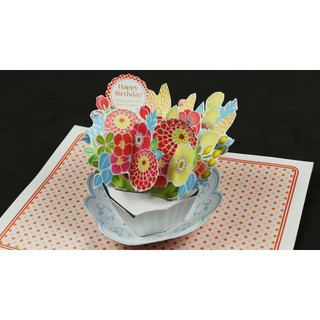 Thiệp nổi 3D Popup Handmade Giỏ Hoa quà tặng tự làm