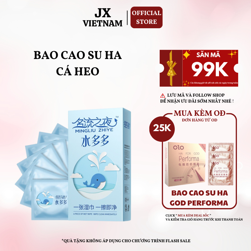Bao cao su HA Cá Heo - Hộp 100 chiếc - Loại BCS Siêu mỏng nhiều gel