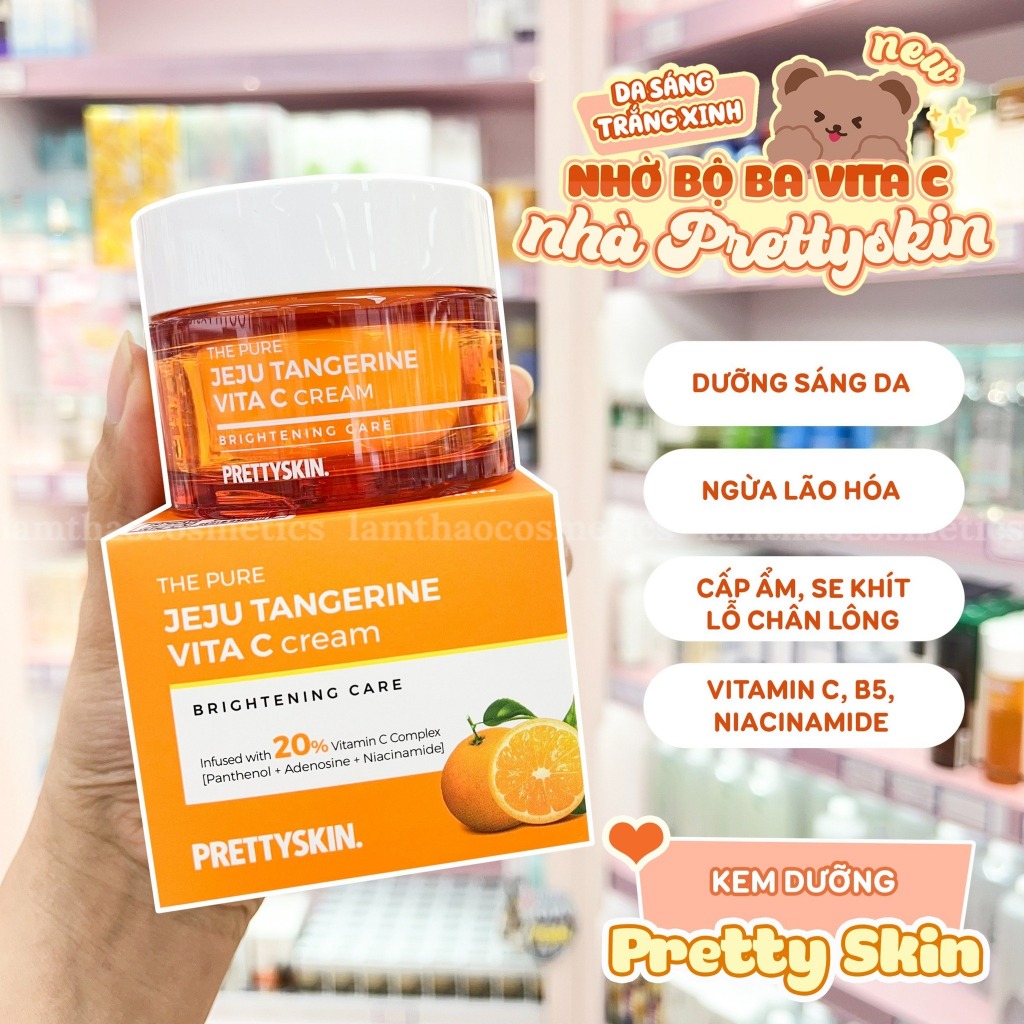 Kem Dưỡng Phục Hồi Trắng Da Pretty Skin The Pure Jeju Tangerine Vita C Cream 52ml