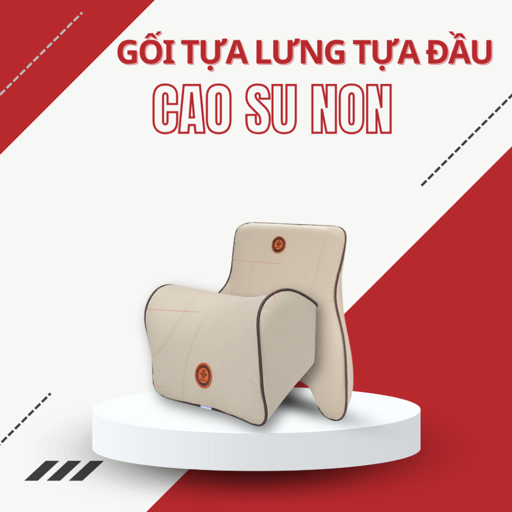 Combo gối tựa đầu và tựa lưng bằng da lõi cao su non cao cấp ngồi ghế ô tô, lựa lưng văn phòng, bàn làm việc