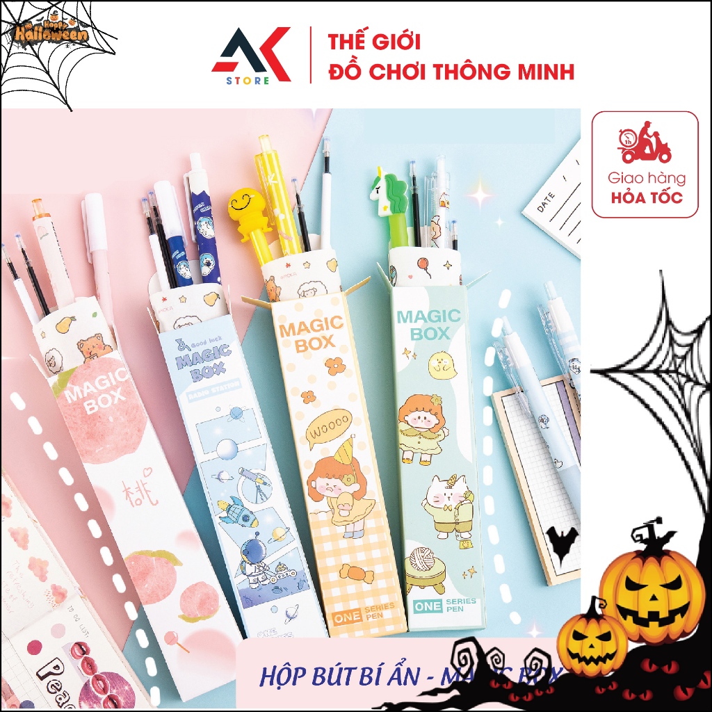Hộp Bút Bí Ẩn Magic Box 5 Món Đồ Dùng Học Tập Siêu Hot (2 Bút + 2 Ngòi + Sticker)