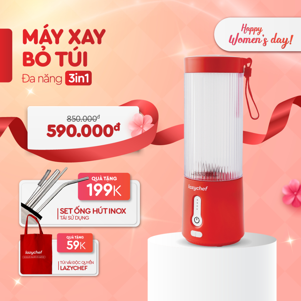 Máy Xay Bỏ Túi 3IN1 Sạc Pin Tiện Lợi Lazychef - Máy Xay Đa Năng Sạc Điện, Máy Xay Sinh Tố Trái Cây, Máy Xay Cầm Tay