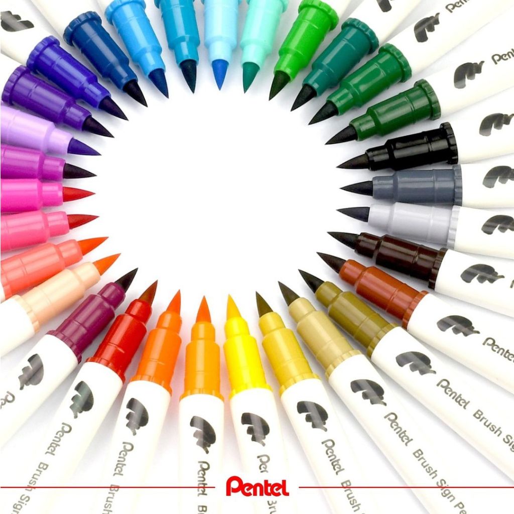 Pentel Brush Sign Pen Twin - 2 Đầu Brush - SESW30C | 30 Màu Đa Dạng | Phù Hợp Cho Vẽ, Viết Thư Pháp