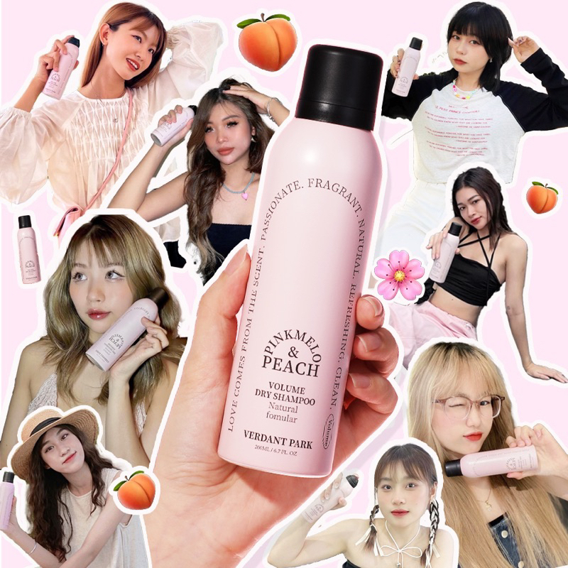 Xịt khô phồng tóc VERDANT PARK 200ml dầu gội khô kiềm dầu mùi Đào Pinkmelo Peach Verdantpark VDPK01