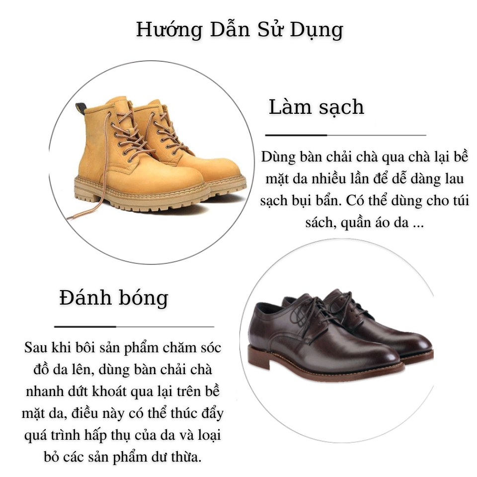 Bàn Chải Đánh Giày Lông Heo 2 Mặt Đa Năng MINSU M2432 Vệ Sinh làm Sạch, Đánh Bóng, Lấy Và Quét Xi Cho Giày Da, Sneaker