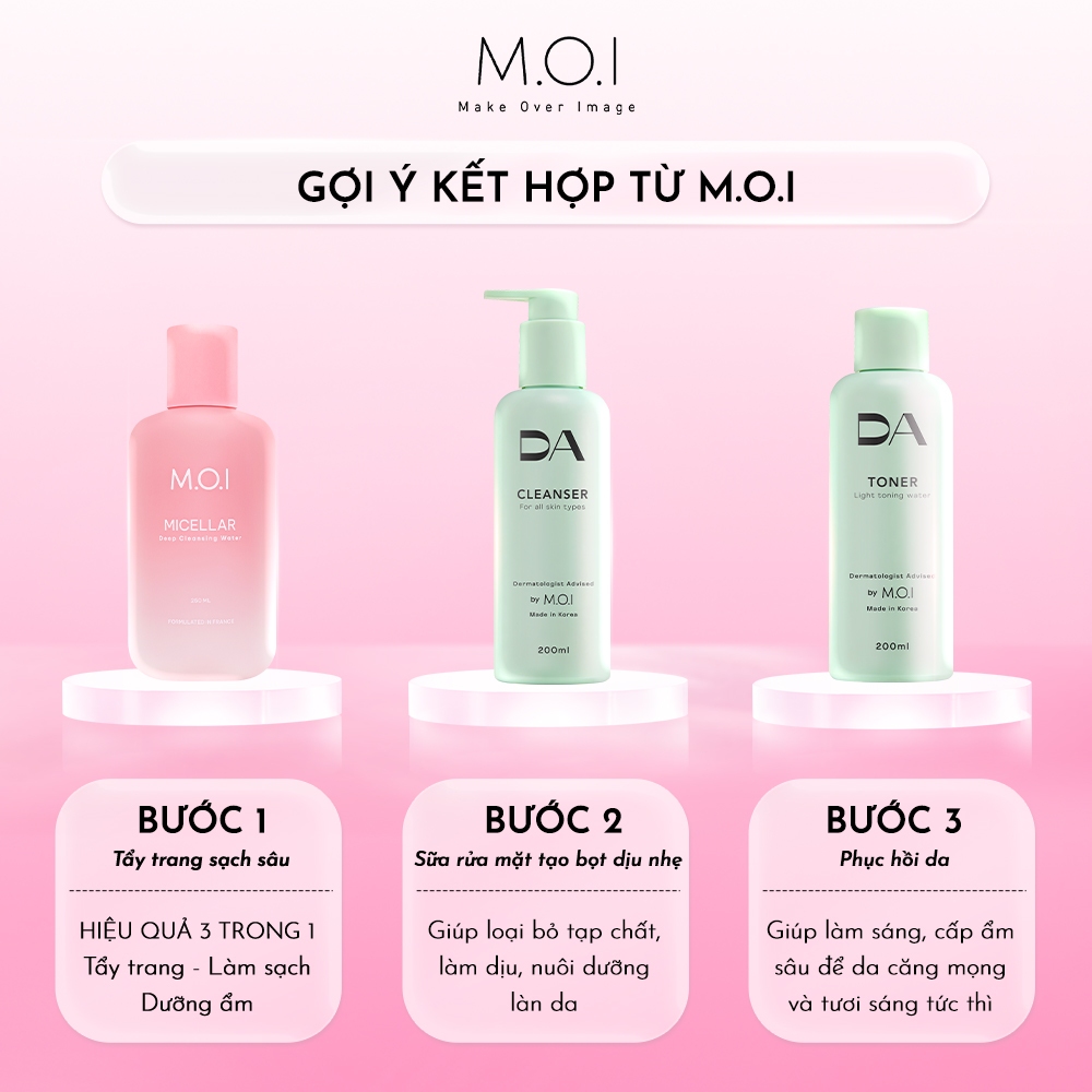 Sữa rửa mặt DA BY M.O.I Cleanser 2 trong 1 Phù hợp mọi loại da 200ml