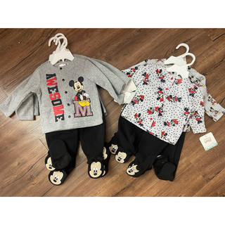Bộ quần áo nỉ dài tay mickey tqxk cho bé trai, bé gái size 3/6m & 6/9m