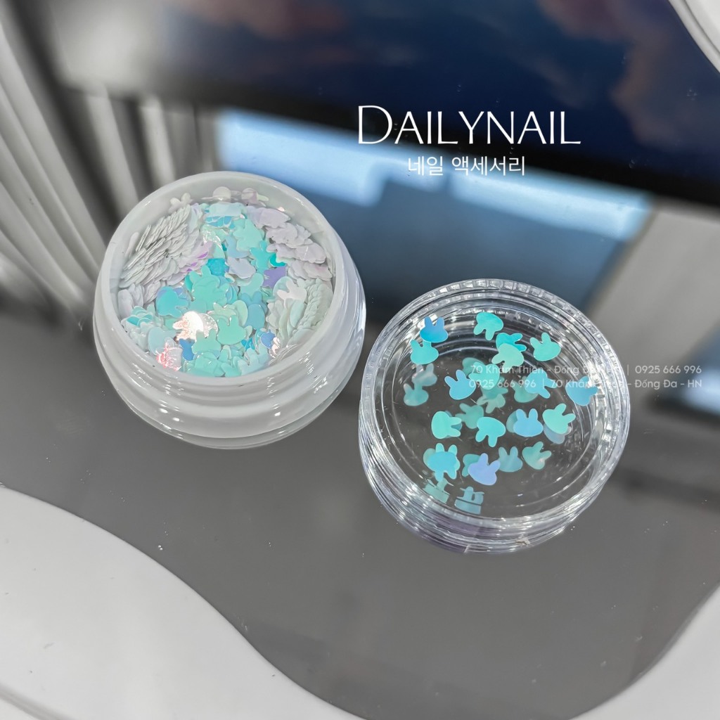 Set nhũ trang trí Pastel ẩn móng trắng Hologram