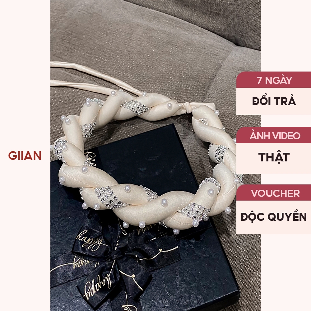 Mấn đội đầu thắt sợi thừng phối dây đá đính ngọc - Design By Giian - PK0035