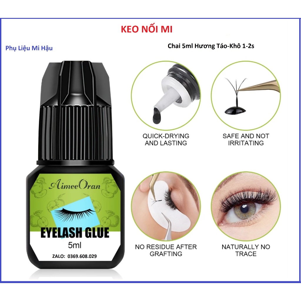 Keo Nối Mi Khô Nhanh Màu Đen Chai 5ml_ Keo Gắn Mi Khô 1-2s Nối Mi Chùm,Classic,Volume_Dành Cho Người Tự Nối_Học Nối Mi