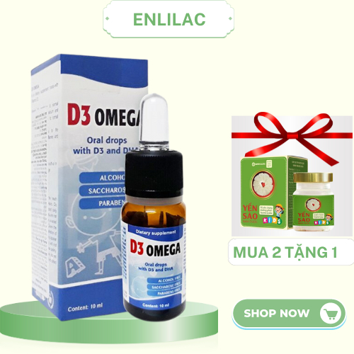 Siro D3 Omega 10 ml- Bổ sung Vitamin D3 và DHA giúp tăng cường hấp thu Canxi và phát triển trí não hiệu quả cho trẻ