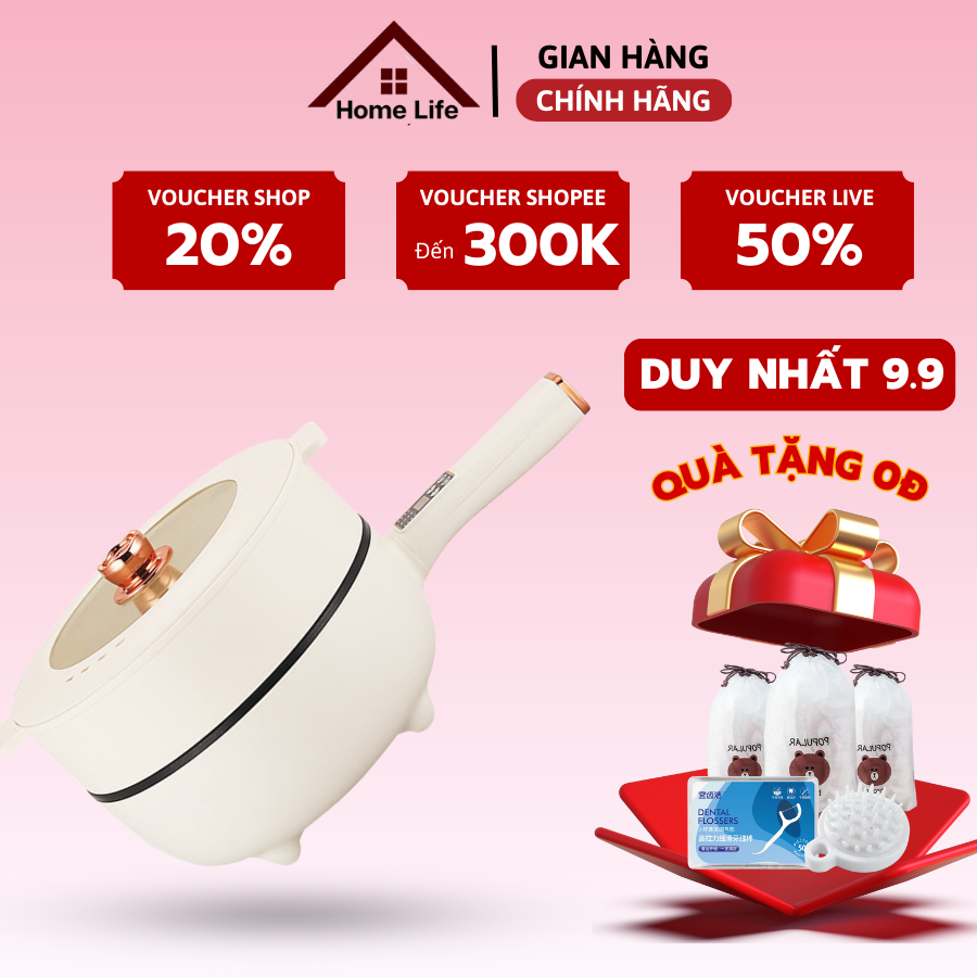 Chảo Điện Đa Năng Chống Dính Size 26Cm Dung tích 3L, Nồi Lẩu Đa Năng 2 Tầng Kèm Giá Hấp Tiện Dụng _CD26