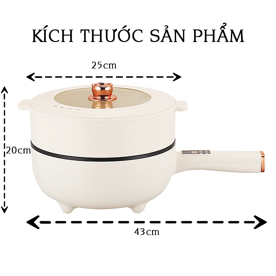 Chảo Điện Đa Năng Chống Dính Size 26Cm Dung tích 3L, Nồi Lẩu Đa Năng 2 Tầng Kèm Giá Hấp Tiện Dụng _CD26