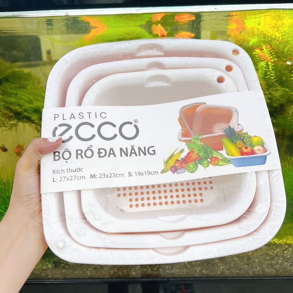 Bộ thau rổ nhựa vuông 6 món ECOCO Bộ rổ nhựa Việt Nhật dày đẹp [Giao Màu Ngẫu Nhiên] | BigBuy360 - bigbuy360.vn