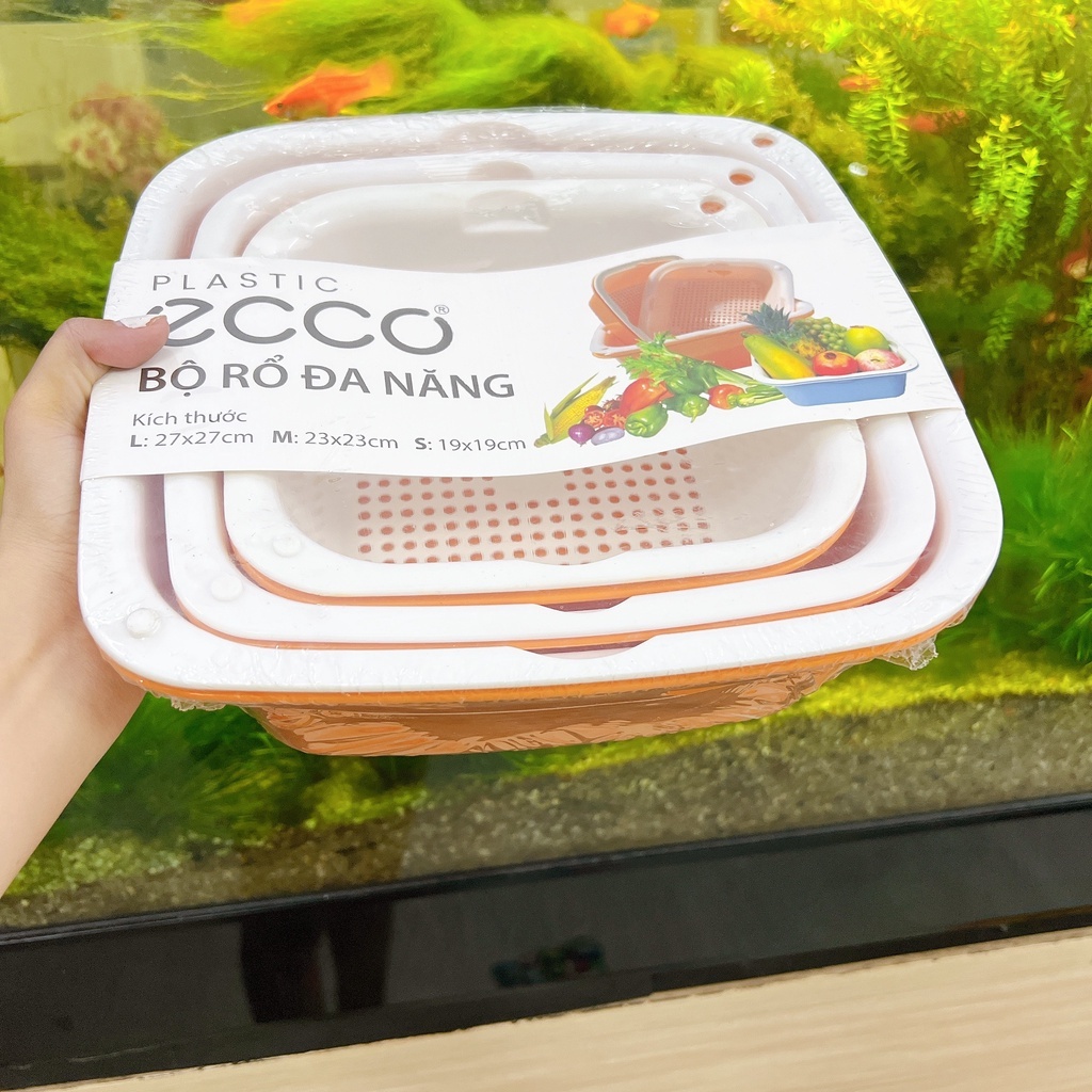 Bộ thau rổ nhựa vuông 6 món ECOCO Bộ rổ nhựa Việt Nhật dày đẹp [Giao Màu Ngẫu Nhiên] | BigBuy360 - bigbuy360.vn