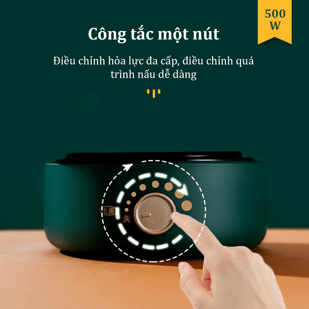 Nồi Lẩu Điện Đa Năng Kèm Chảo Chống Dính Công Suất 500W, Có Tay Cầm Gấp Gọn Khay Hấp Mang Đi Du Lịch Dã Ngoại Tiện Dụng