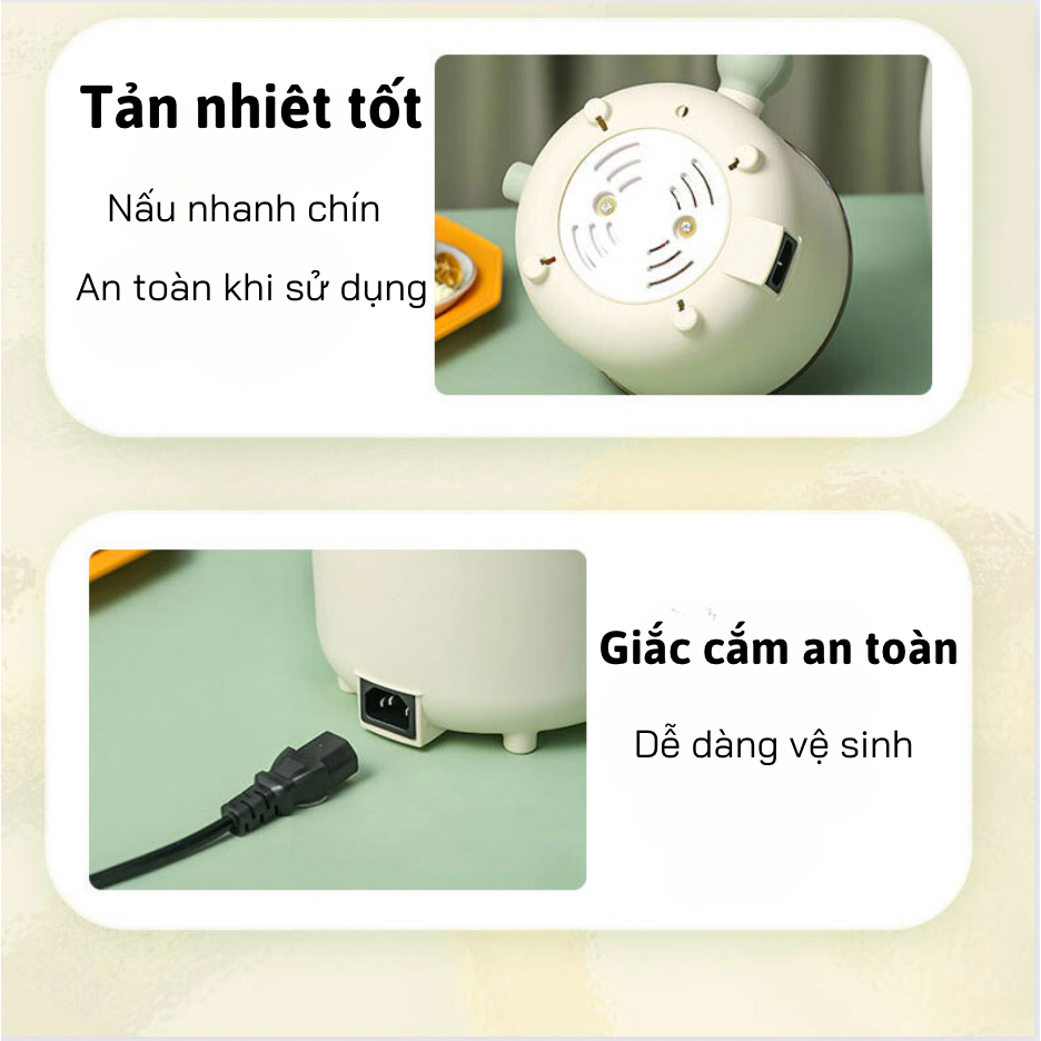 Nồi Lẩu Điện Mini Shanban 2 NẤC NHỆT Tay Cầm Tiện Dụng, Ca Nấu Mì 2 Tầng Kèm Giá Hấp Đa Năng Chiên Chống Dính Vân Đá